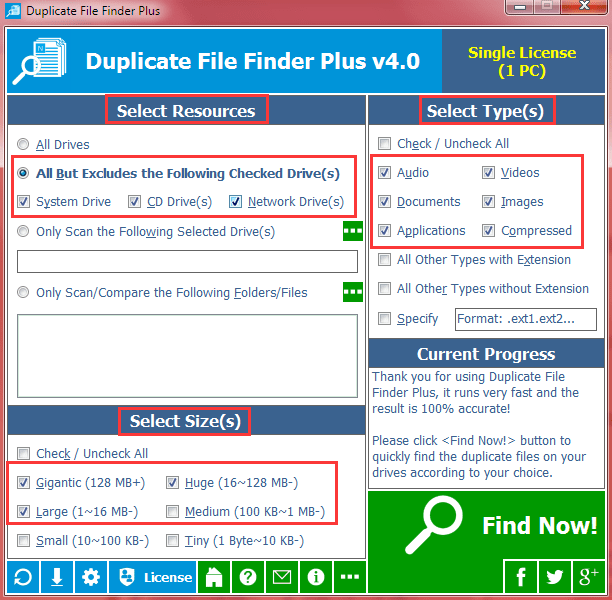 All Default Conditions for Search Duplicate Files