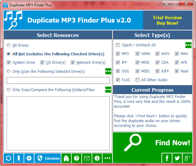 Main Interface of Duplicate Music Finder