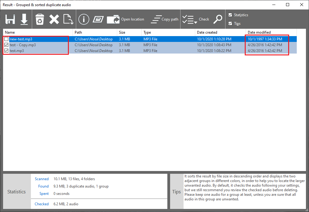 Compare Audio Contents