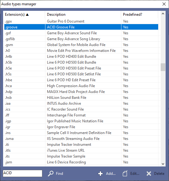 Audio Types Manager